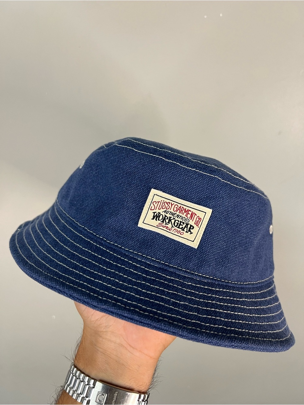 Denim Stussy Work Wear Bucket Hat